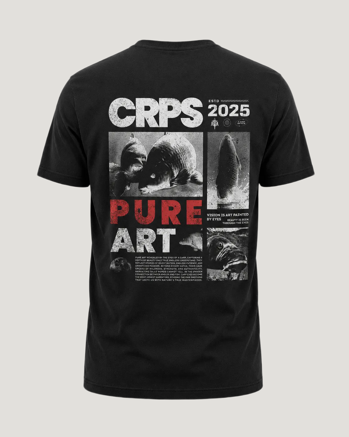 carpstylez CRPS Pure Art Shirt – Backprint, schwarzes Karpfen-Streetwear Shirt #farbe_black