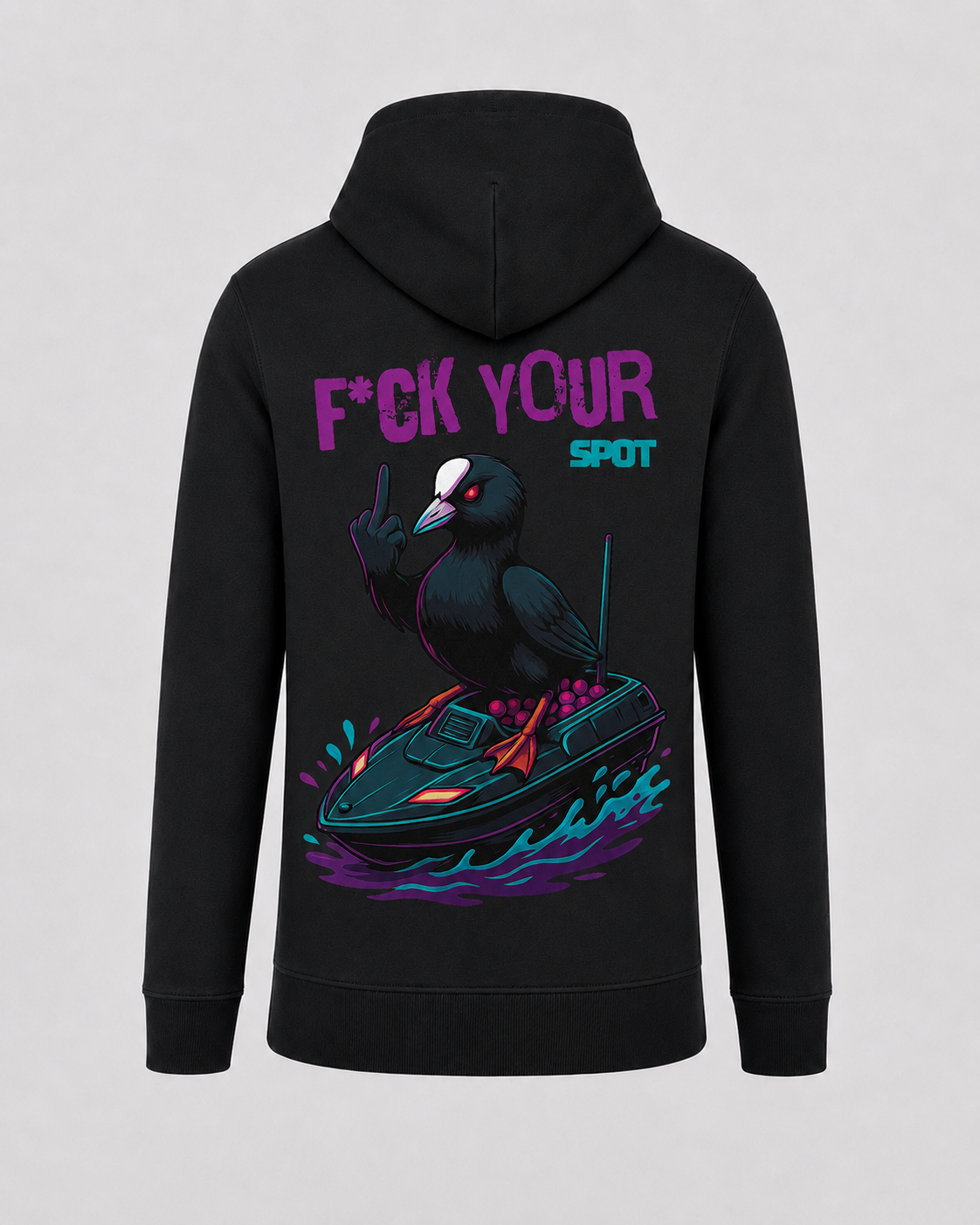 carpstylez F*ck Your Spot Hoodie – Backprint, schwarzer Karpfen-Hoodie