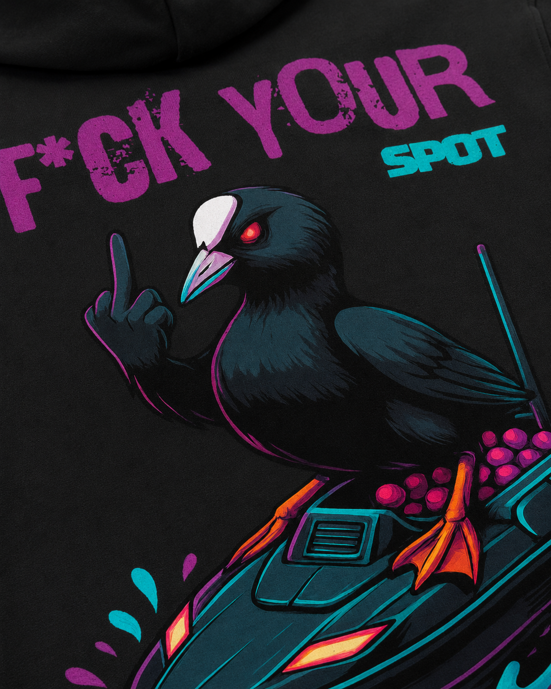 carpstylez F*CK YOUR SPOT Hoodie – Detail, Karpfen-Streetwear