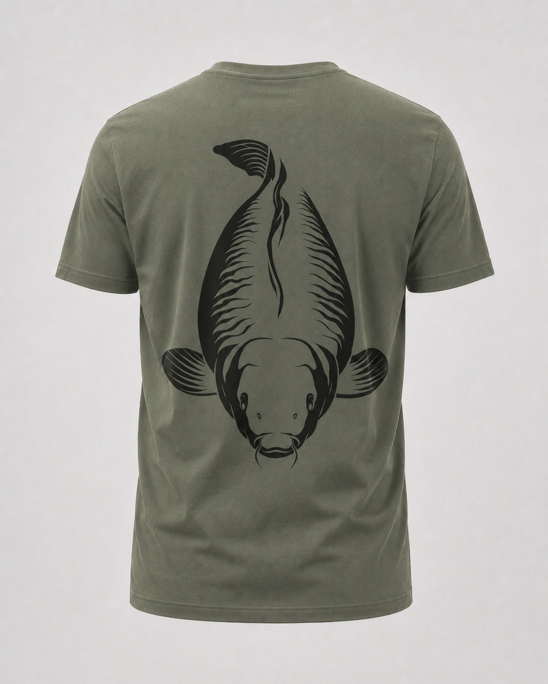 carpstylez King Carp Shirt – Backprint, khakifarbenes Karpfen-Streetwear Shirt