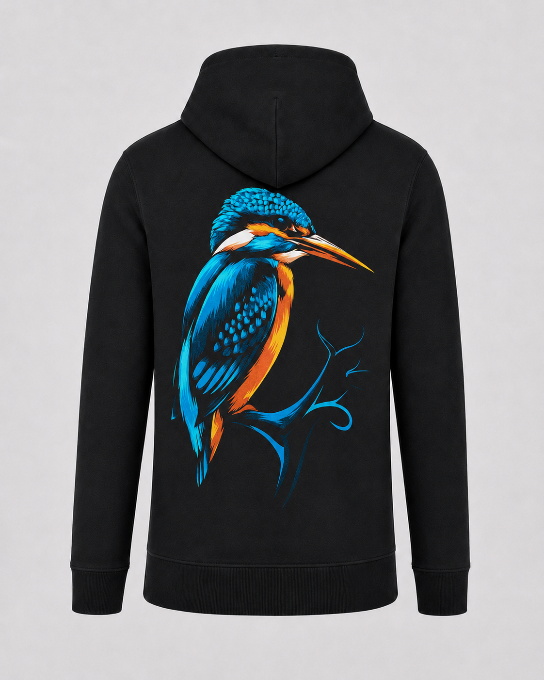 carpstylez Kingfisher Vibes Hoodie – Backprint, schwarzer Karpfen-Hoodie
