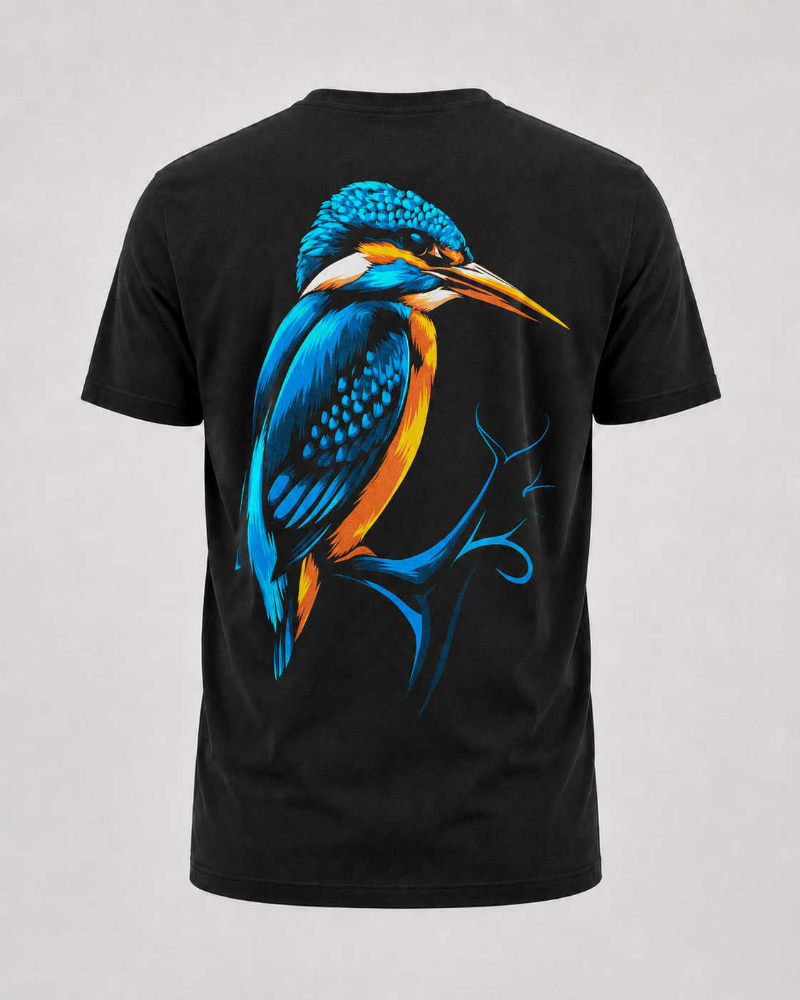 carpstylez Kingfisher Vibes Shirt – Backprint, schwarzes Karpfen-Streetwear Shirt