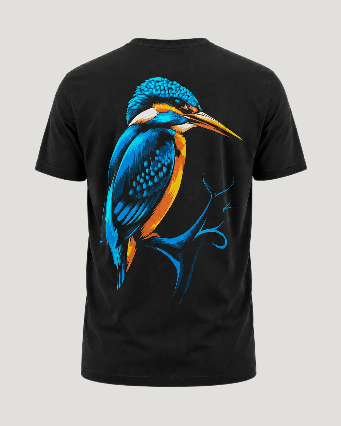 carpstylez Kingfisher Vibes Shirt – Backprint, schwarzes Karpfen-Streetwear Shirt #farbe_black