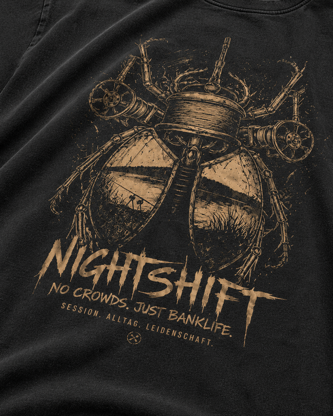 carpstylez NIGHTSHIFT Acid Wash Oversize Shirt – Detail, Karpfen-Streetwear