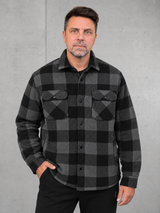 ESSENTIALS Karo Steppoverhemd NS523 – 01-worn-front #farbe_iron grey / black