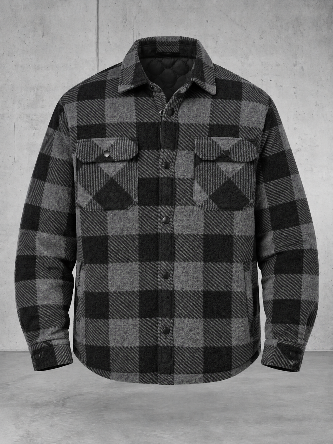 ESSENTIALS Karo Steppoverhemd NS523 – 04-ghost-front #farbe_iron grey / black