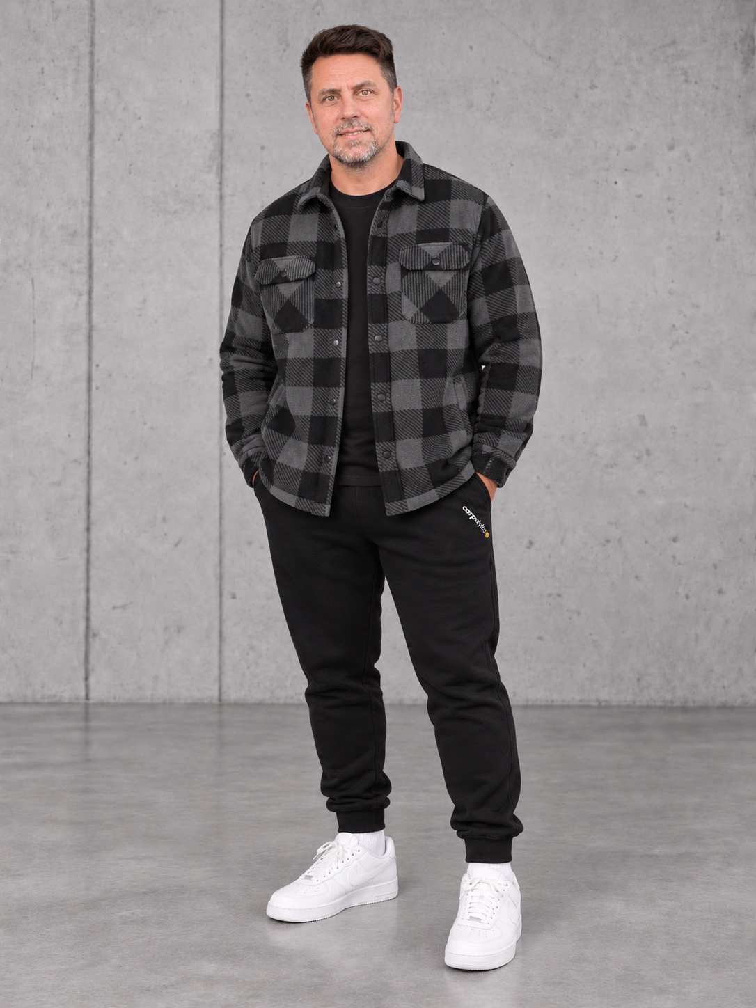 ESSENTIALS Karo Steppoverhemd NS523 – 06-fullbody-front #farbe_iron grey / black