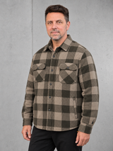 ESSENTIALS Karo Steppoverhemd NS523 – 09-wetsand-front #farbe_wet sand / organic khaki