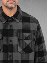 ESSENTIALS Karo Steppoverhemd NS523 – 10-chest-detail #farbe_iron grey / black