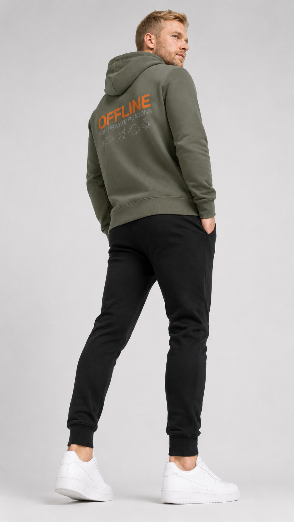 carpstylez OFFLINE Hoodie – Studio Mock Fullbody, Karpfen-Streetwear