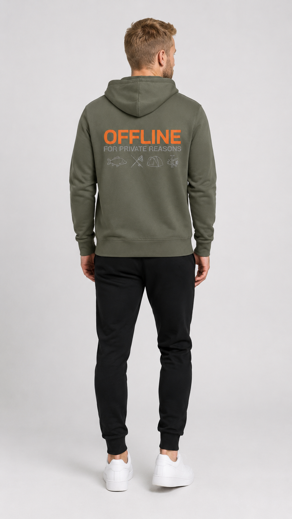 carpstylez OFFLINE Hoodie – Studio Mock Fullbody, Karpfen-Streetwear