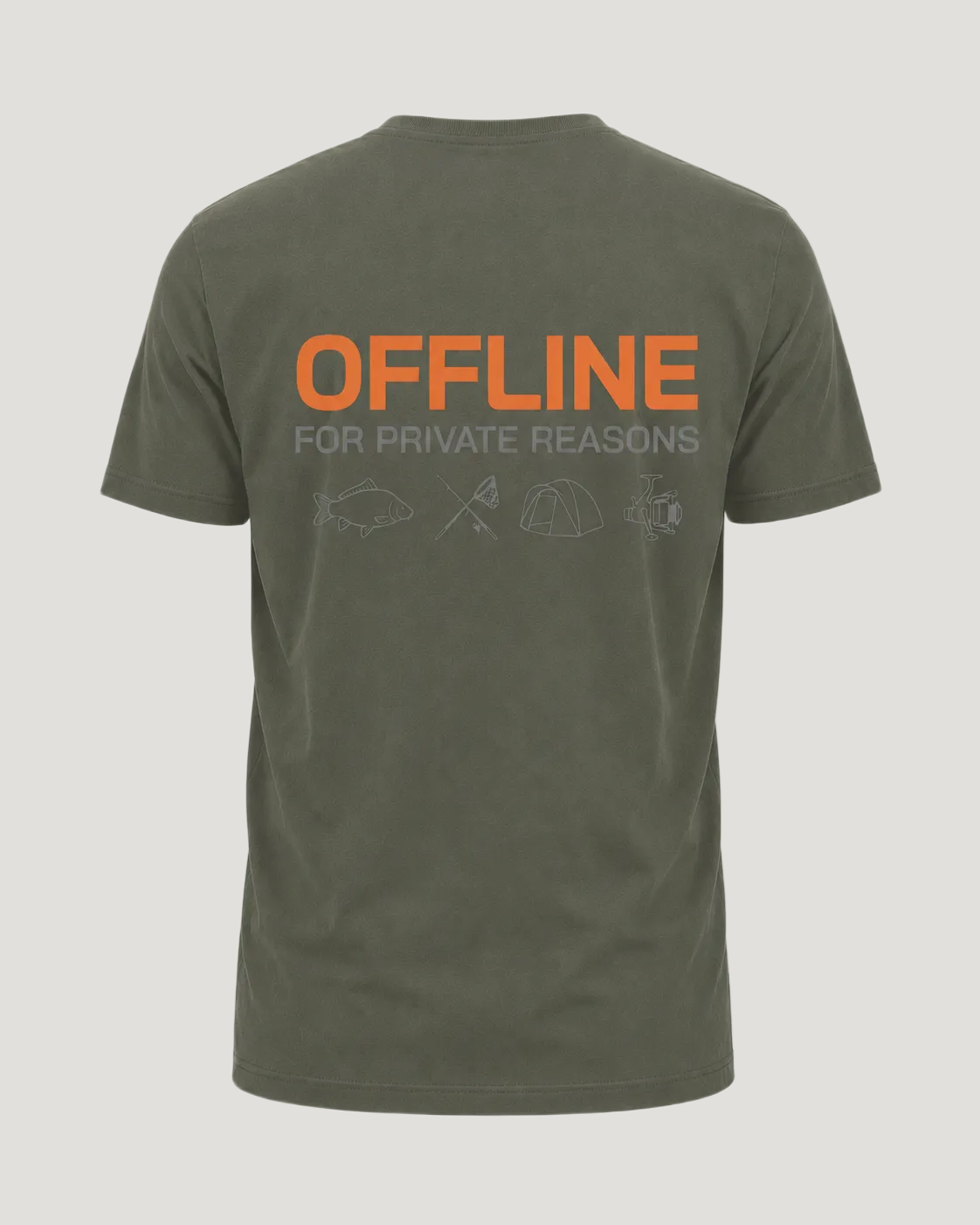 carpstylez Offline Shirt – Backprint, khakifarbenes Karpfen-Streetwear Shirt #farbe_organic khaki
