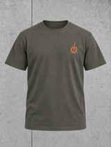 carpstylez OFFLINE Shirt – Ghost Vorderseite mit orangem Brustlogo #farbe_organic khaki