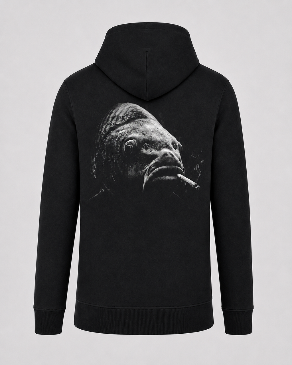 carpstylez Silt & Smoke Carp Hoodie – Backprint, schwarzer Karpfen-Hoodie