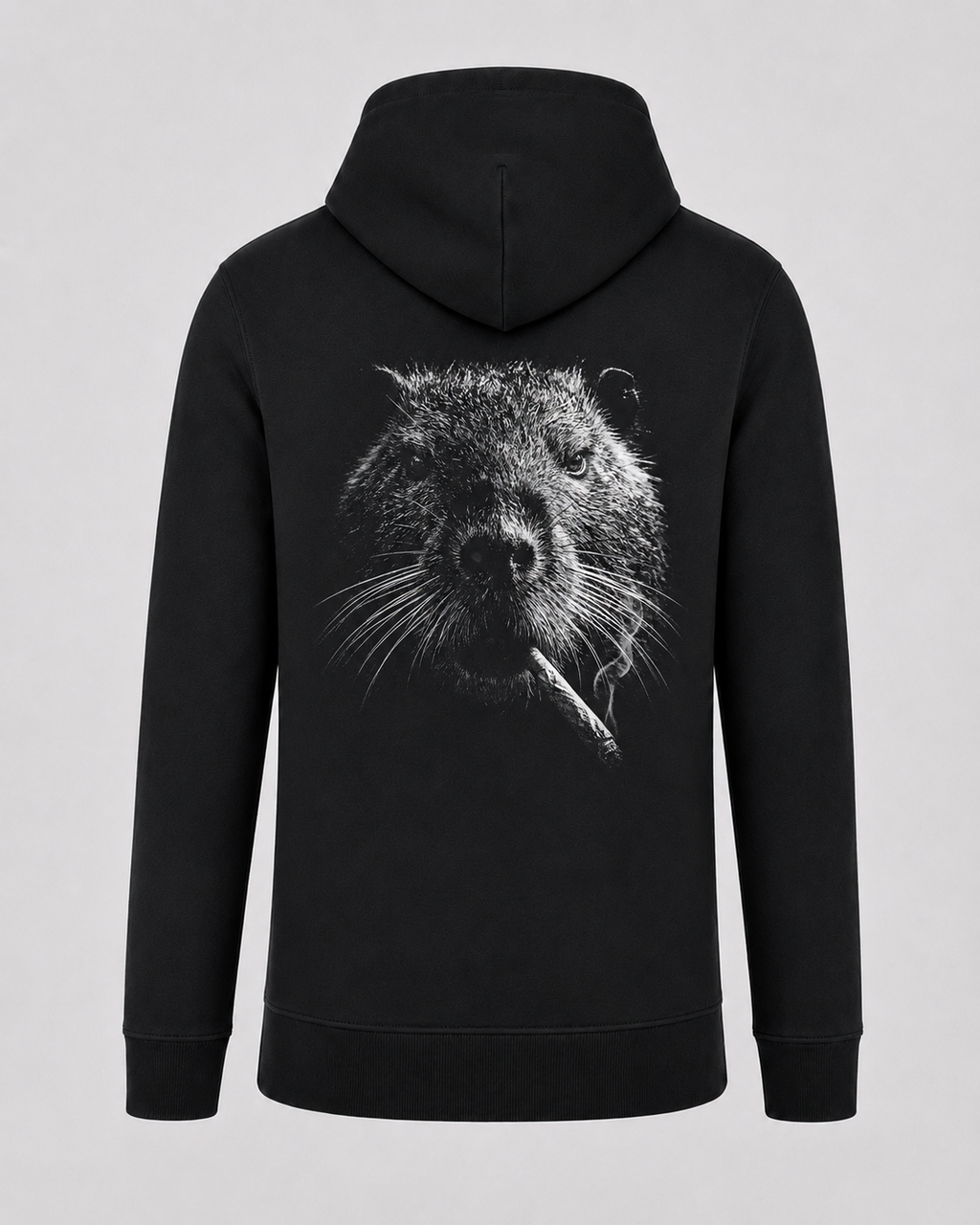 carpstylez Silt & Smoke Nutria Hoodie – Backprint, schwarzer Karpfen-Hoodie