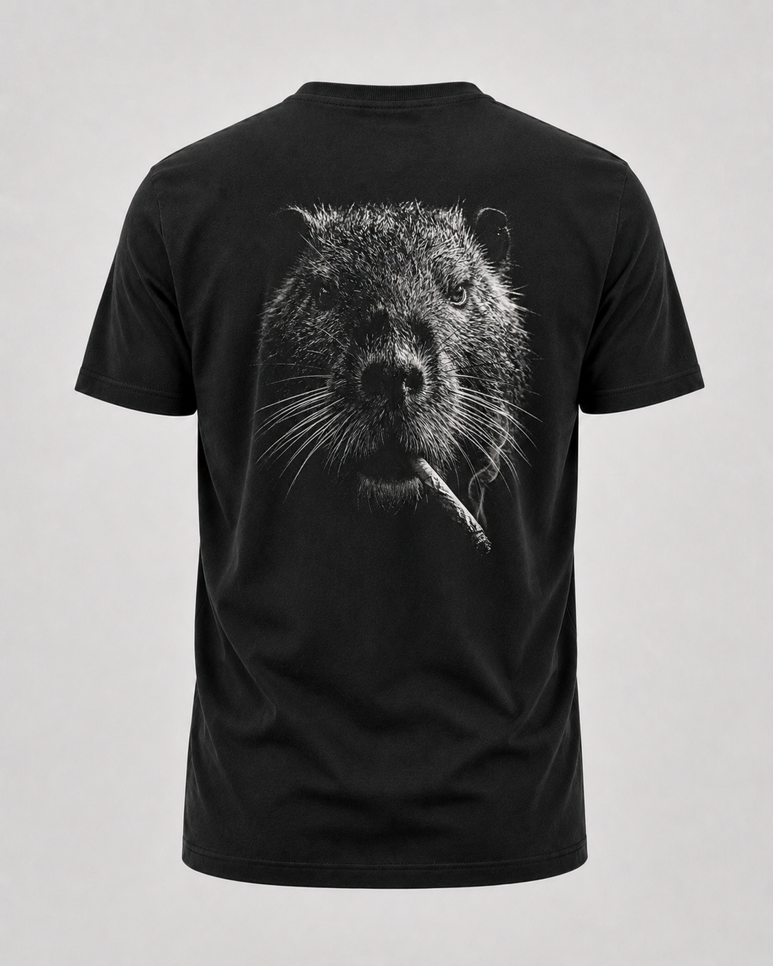 carpstylez Silt & Smoke Nutria Shirt – Backprint, schwarzes Karpfen-Streetwear Shirt