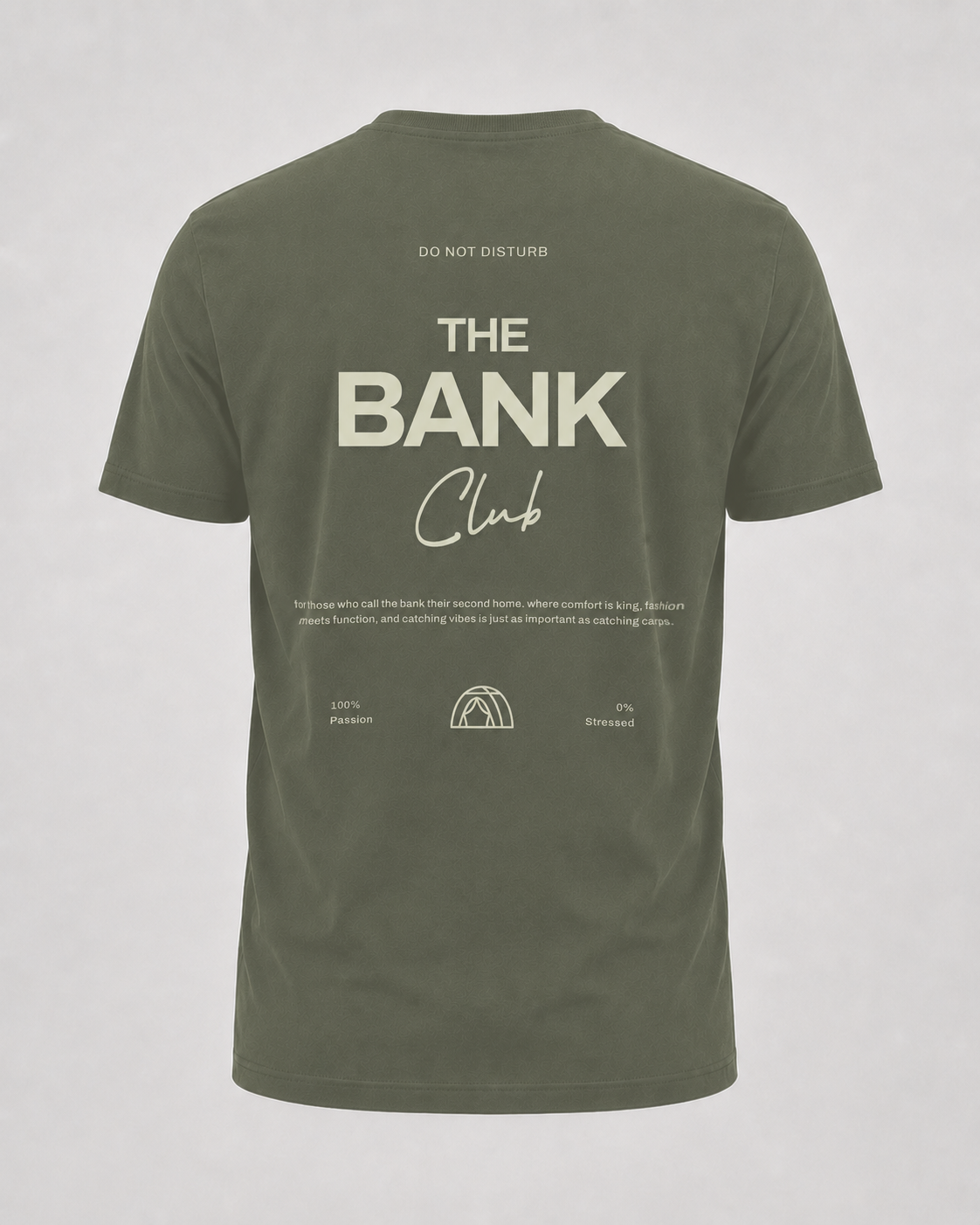 carpstylez The Bank Club Shirt – Backprint, khakifarbenes Karpfen-Streetwear Shirt