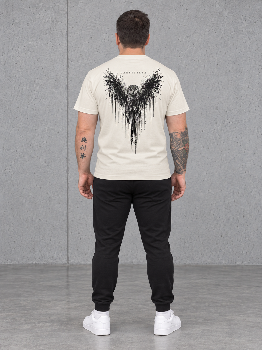 carpstylez THE OWL Shirt Ivory – Ganzkörper Rücken