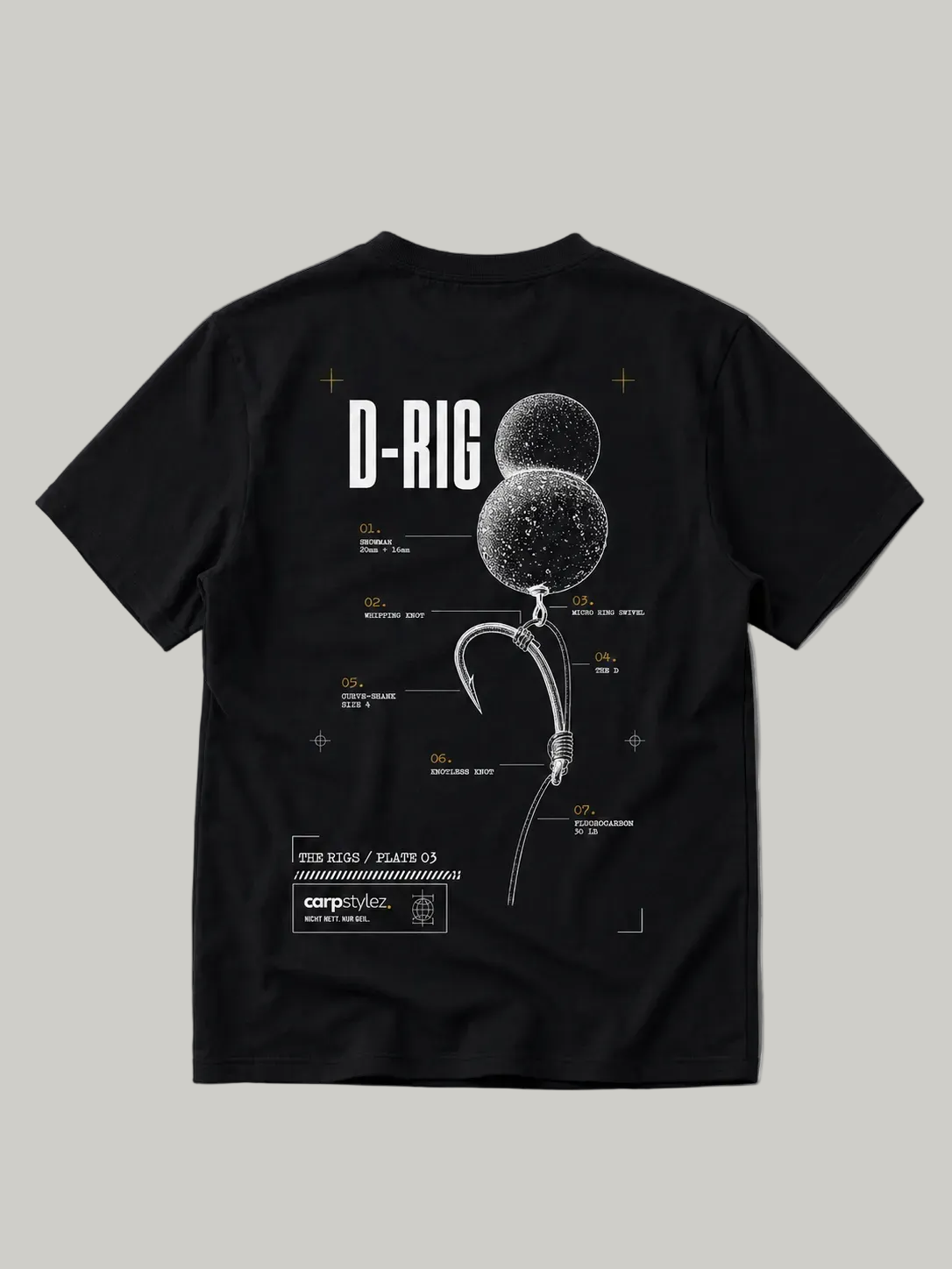 carpstylez THE RIGS D-Rig Shirt Black – Backprint, Karpfen-Streetwear _var_black #farbe_black