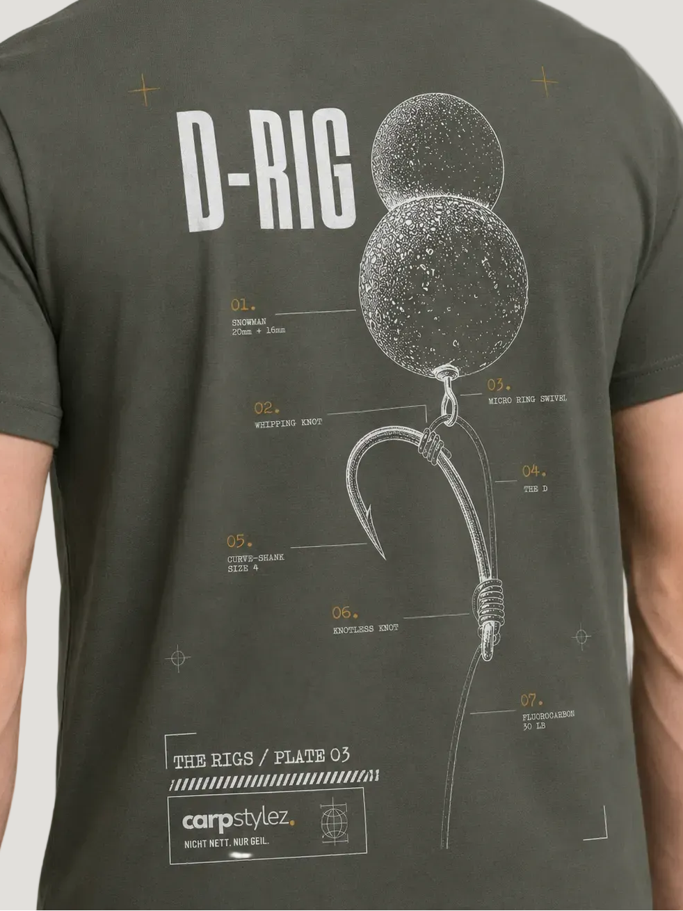 carpstylez THE RIGS D-Rig Shirt Organic Khaki – Trageansicht 4, Karpfen-Streetwear _var_organic-khaki #farbe_organic khaki