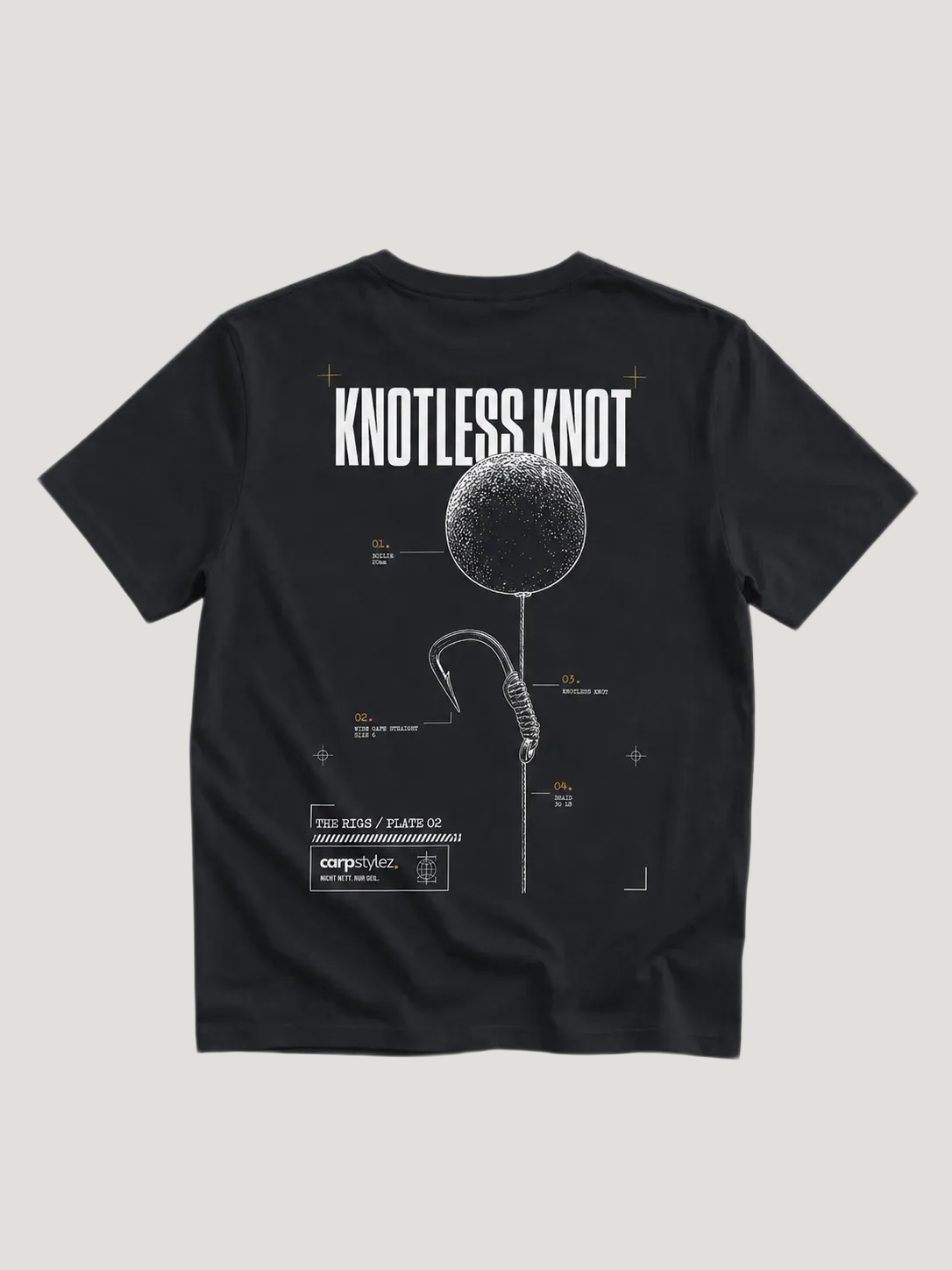 carpstylez THE RIGS Knotless Knot Shirt Black – Backprint, Karpfen-Streetwear _var_black #farbe_black