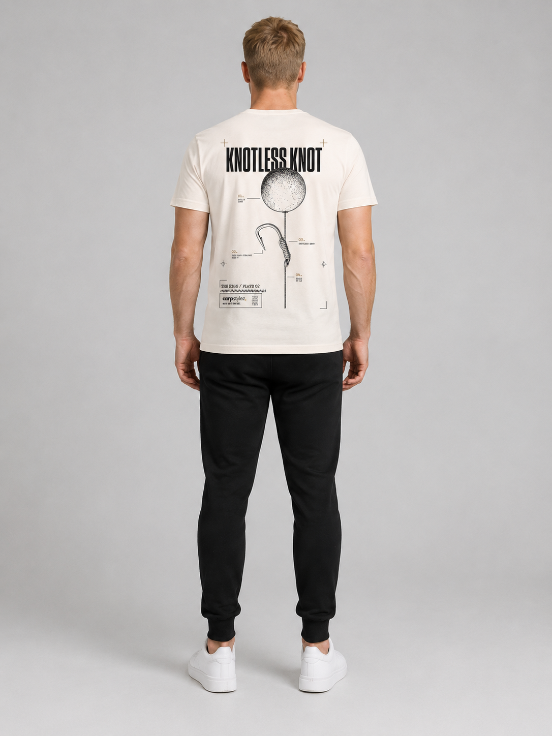 carpstylez THE RIGS Knotless Knot Shirt Ivory – Trageansicht 3, Karpfen-Streetwear _var_ivory