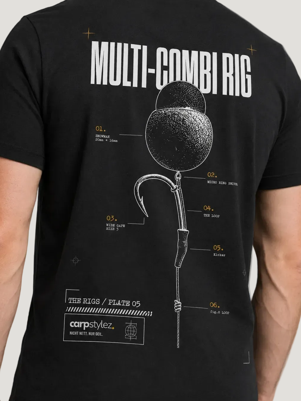 carpstylez THE RIGS Multi-Combi Rig Shirt Black – Trageansicht 3, Karpfen-Streetwear _var_black #farbe_black