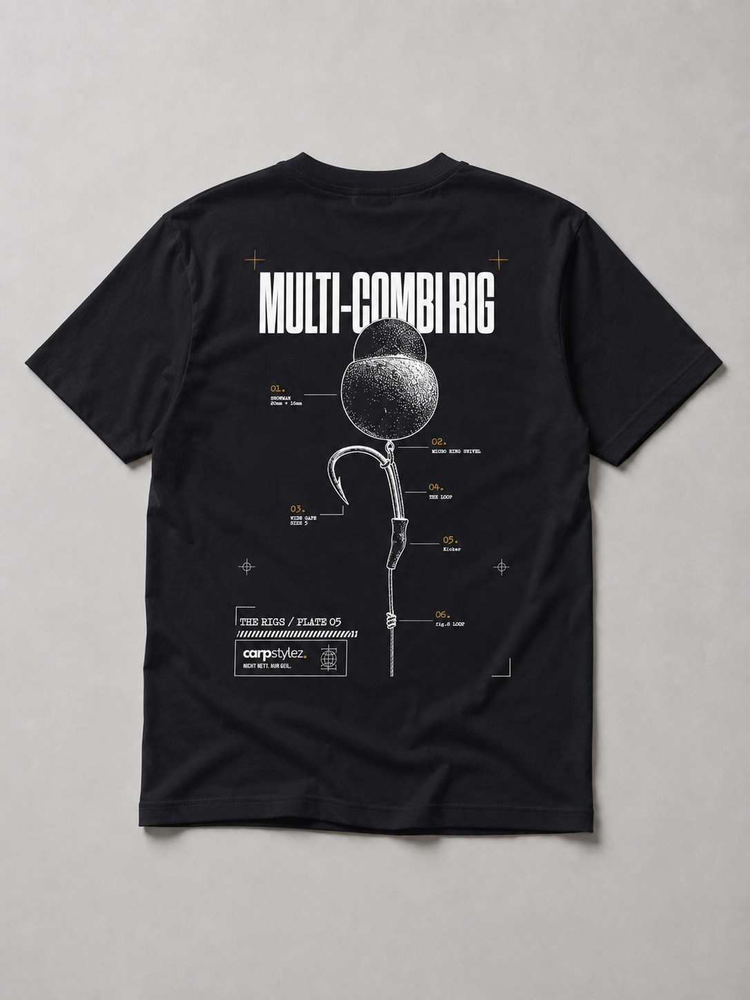 carpstylez THE RIGS Multi-Combi Rig Shirt Black – Backprint, Karpfen-Streetwear _var_black