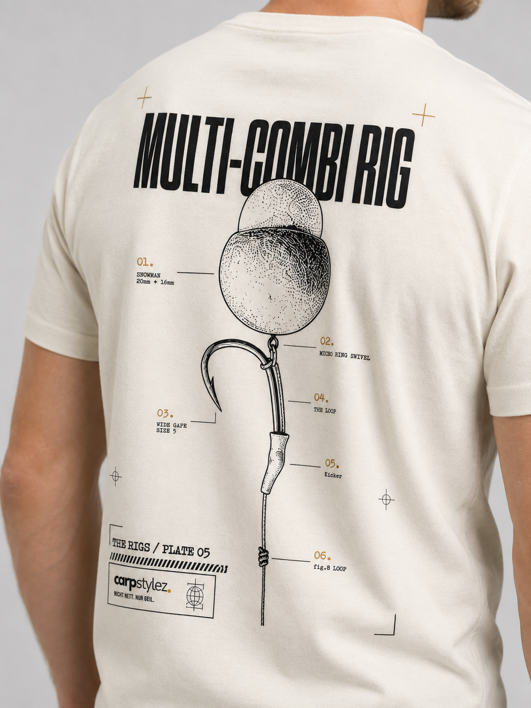 carpstylez THE RIGS Multi-Combi Rig Shirt Ivory – Trageansicht 4, Karpfen-Streetwear _var_ivory