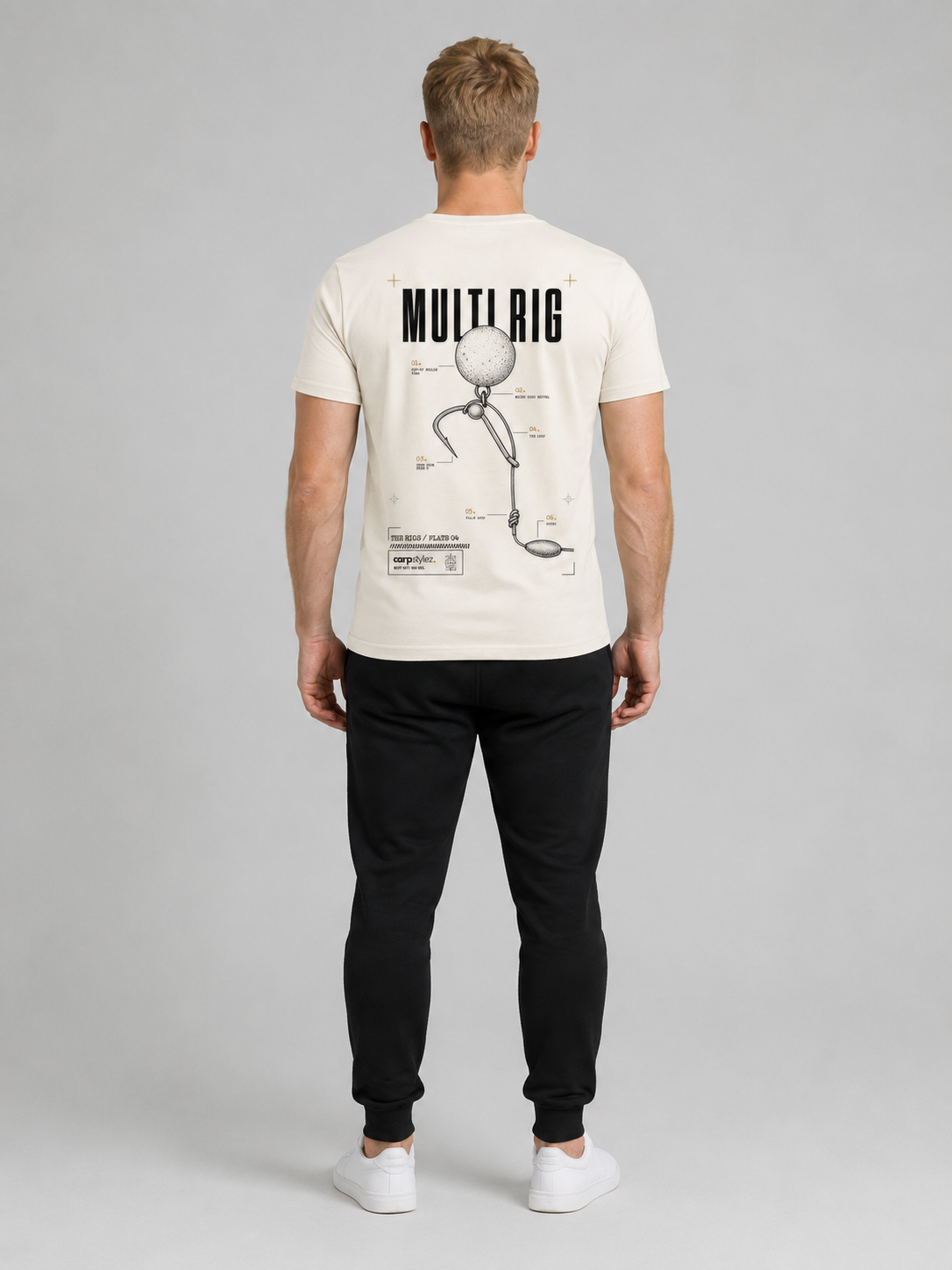 carpstylez THE RIGS Multi Rig Shirt Ivory – Trageansicht 3, Karpfen-Streetwear _var_ivory