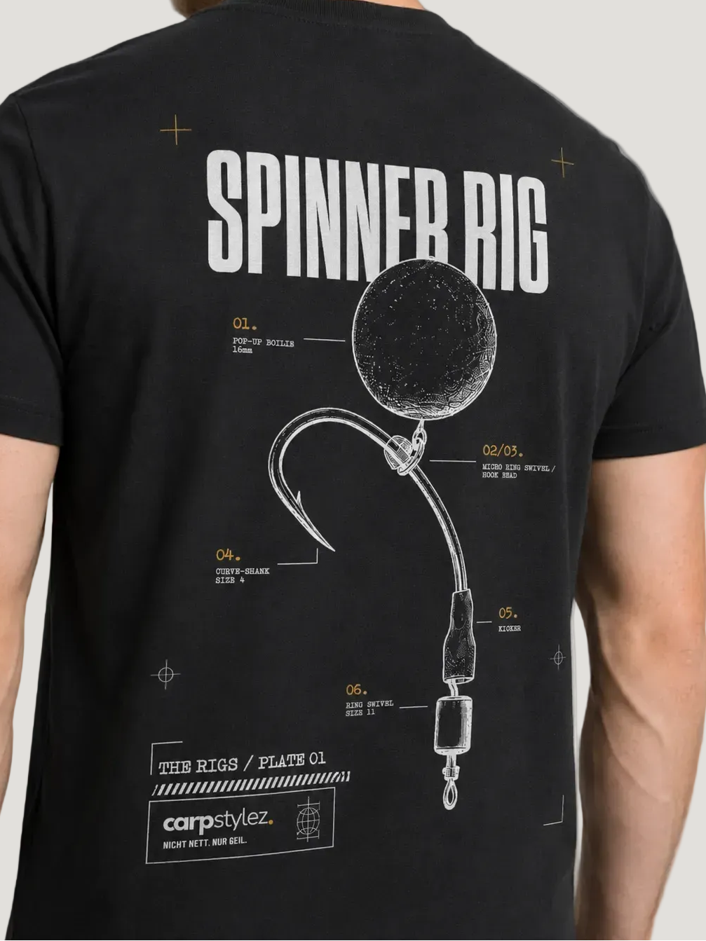 carpstylez THE RIGS Spinner Rig Shirt Black – Trageansicht 4, Karpfen-Streetwear _var_black #farbe_black