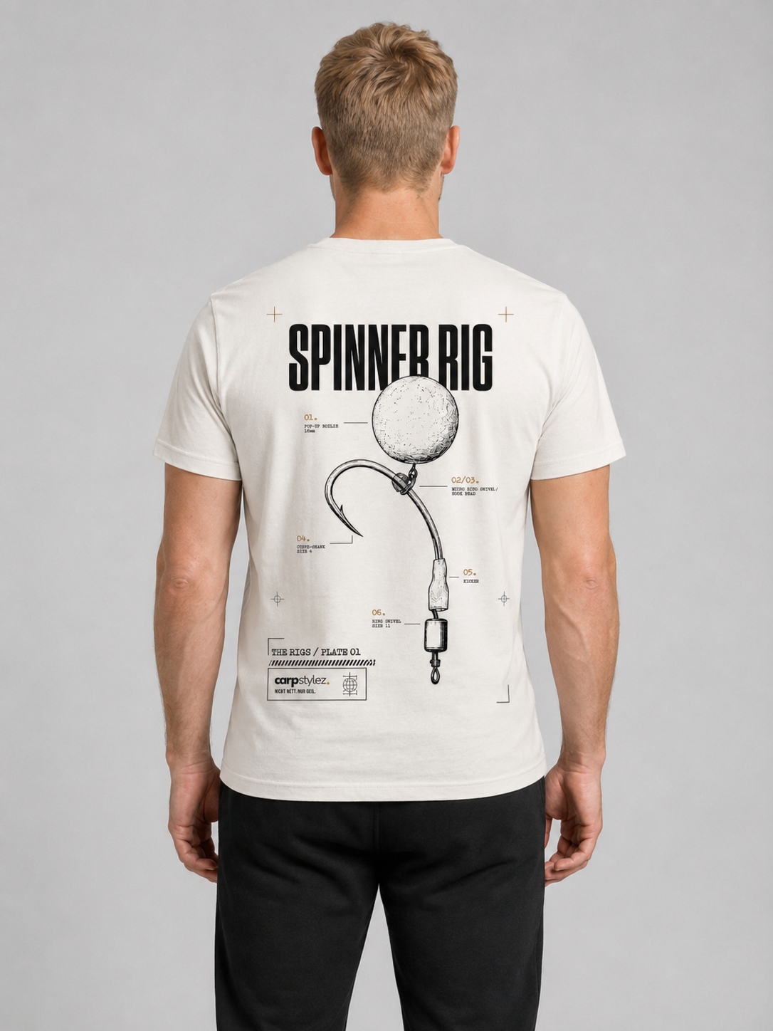 carpstylez THE RIGS Spinner Rig Shirt Ivory – Trageansicht 1, Karpfen-Streetwear _var_ivory