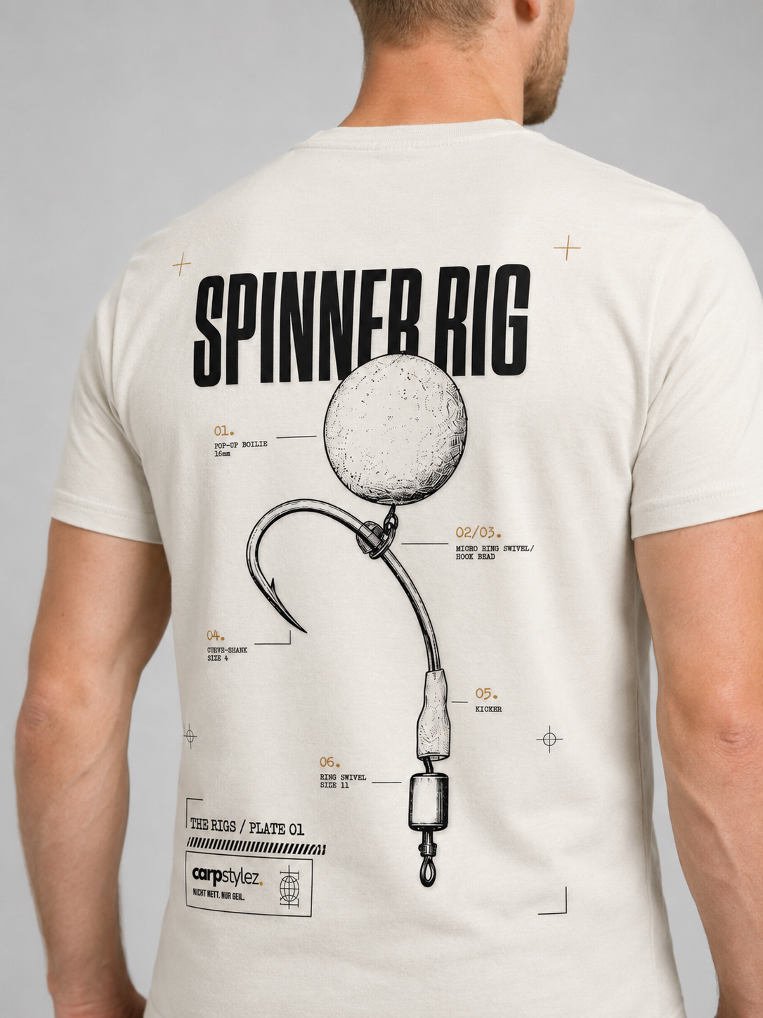carpstylez THE RIGS Spinner Rig Shirt Ivory – Trageansicht 4, Karpfen-Streetwear _var_ivory