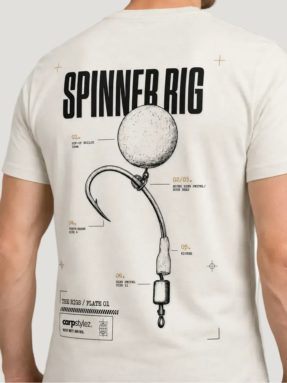 carpstylez THE RIGS Spinner Rig Shirt Ivory – Trageansicht 4, Karpfen-Streetwear _var_ivory #farbe_ivory