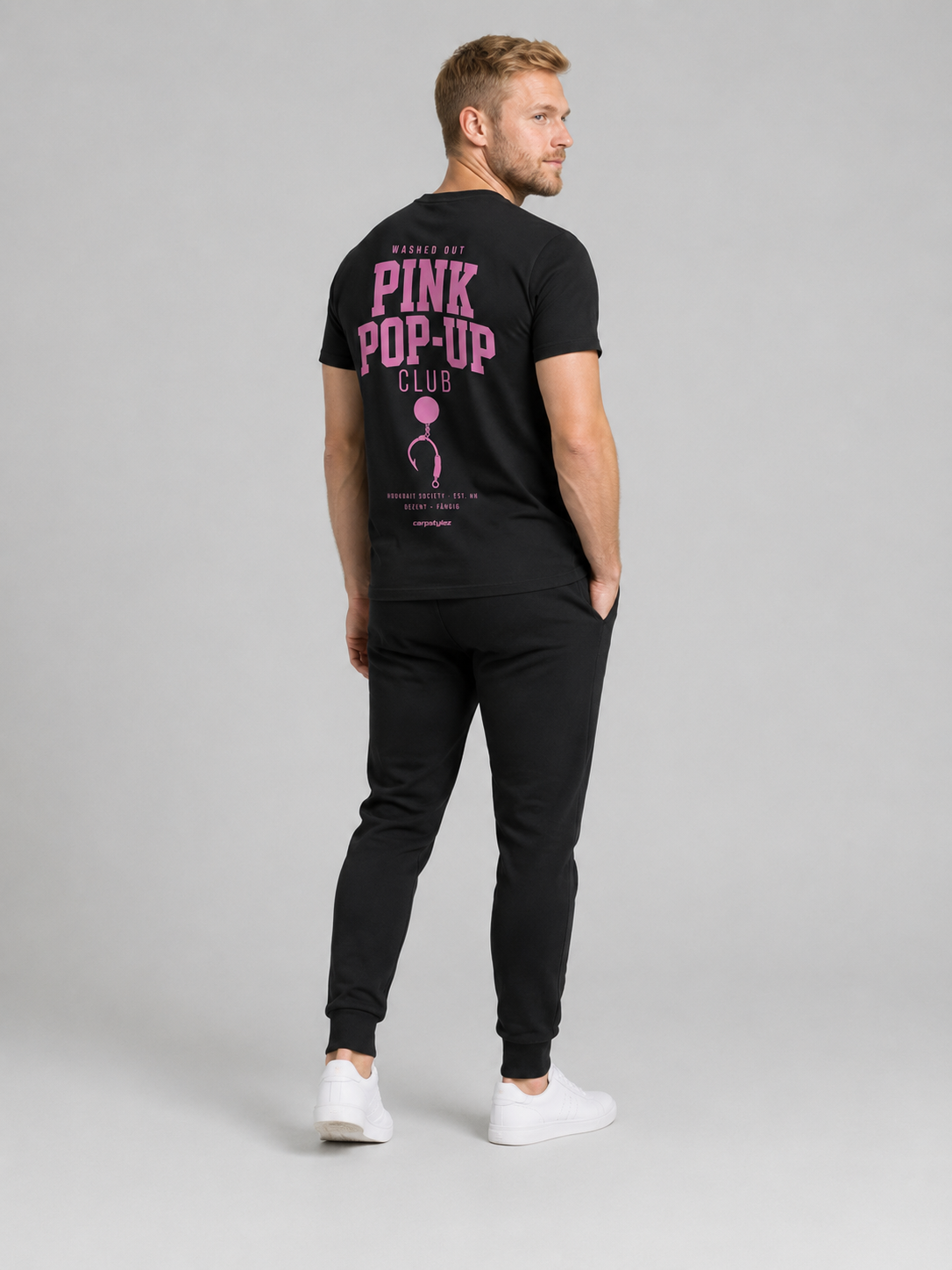 carpstylez WASHED OUT PINK POP-UP Club Shirt – getragen, Ganzkörper Rückseite