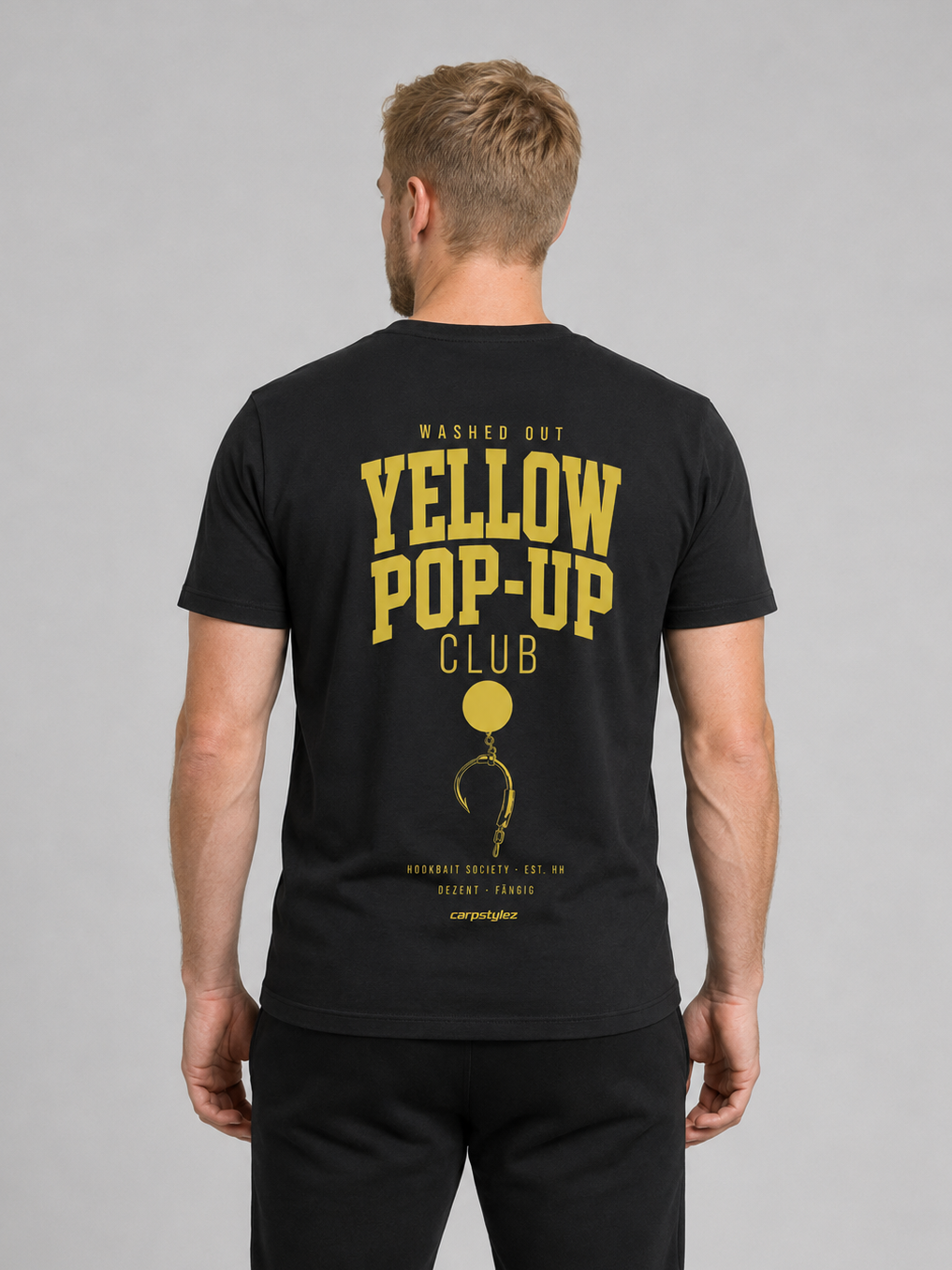 carpstylez WASHED OUT YELLOW POP-UP Club Shirt – Rückenprint getragen