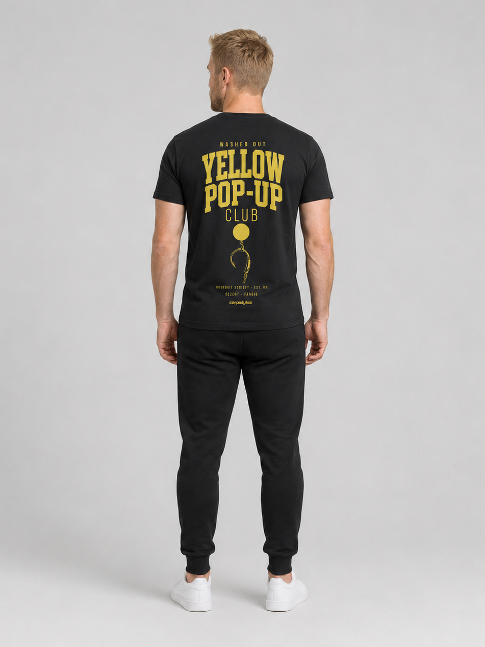 carpstylez WASHED OUT YELLOW POP-UP Club Shirt – getragen, Rückansicht Ganzkörper
