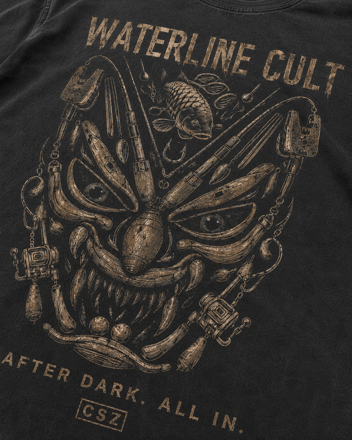 carpstylez WATERLINE CULT Acid Wash Oversize Shirt – Detail, Karpfen-Streetwear