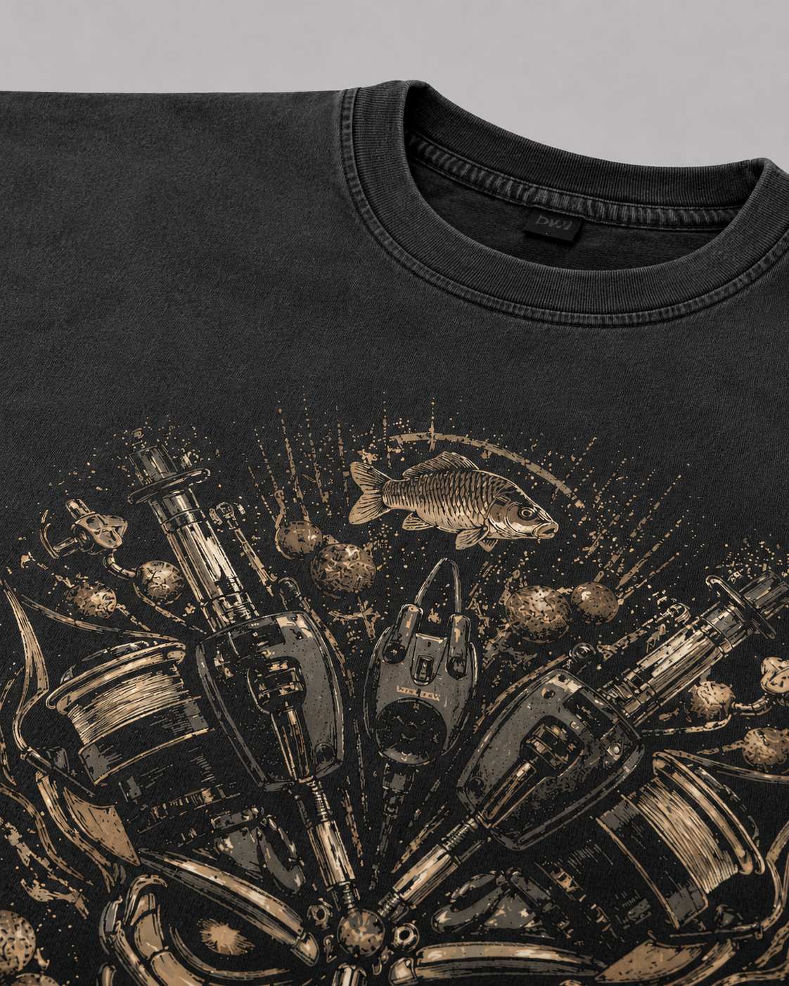 carpstylez Waterline Fiend Acid Wash Oversize Shirt – Print-Detail