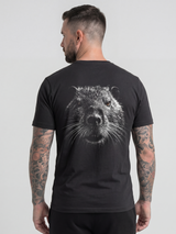 Schwarzes carpstylez Shirt „Blackwater Nutria“ mit Nutria-Rückenprint – Streetwear fürs Karpfenangeln