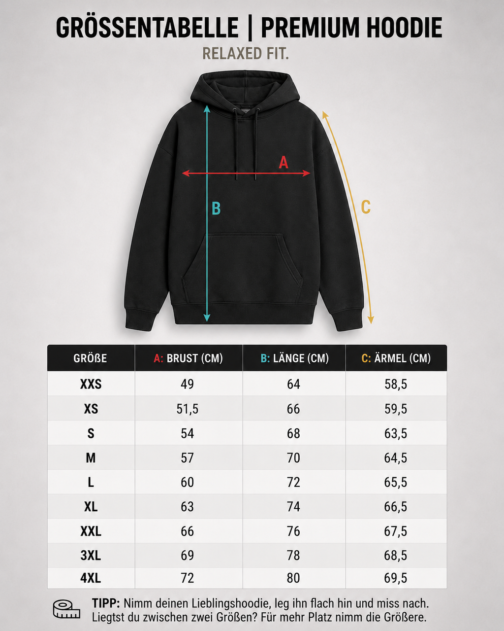 carpstylez Größentabelle Hoodie