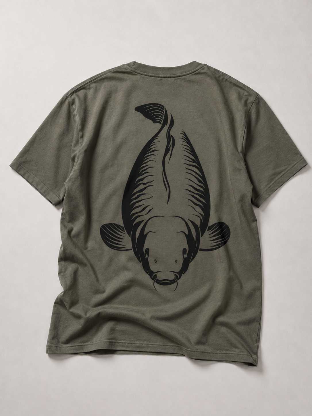 KING CARP Kids Shirt Khaki – Backprint, Flatlay