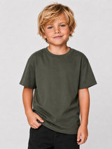 KING CARP Kids Shirt Khaki – cleane Vorderansicht, Karpfenangler-Streetwear