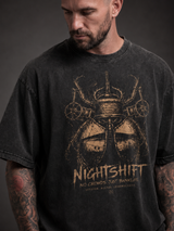 carpstylez „Nightshift“ Oversize-Shirt schwarz – Detailansicht (Acid Wash)