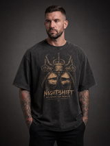 carpstylez „Nightshift“ Acid-Wash Oversize-Shirt schwarz – Streetwear fürs Nachtangeln