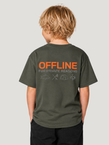 OFFLINE Kids Shirt in Khaki mit Backprint – Rückenansicht #farbe_organic khaki