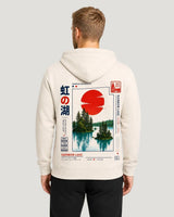 RAINBOW LAKE Hoodie Ivory – getragen Rückseite #farbe_ivory