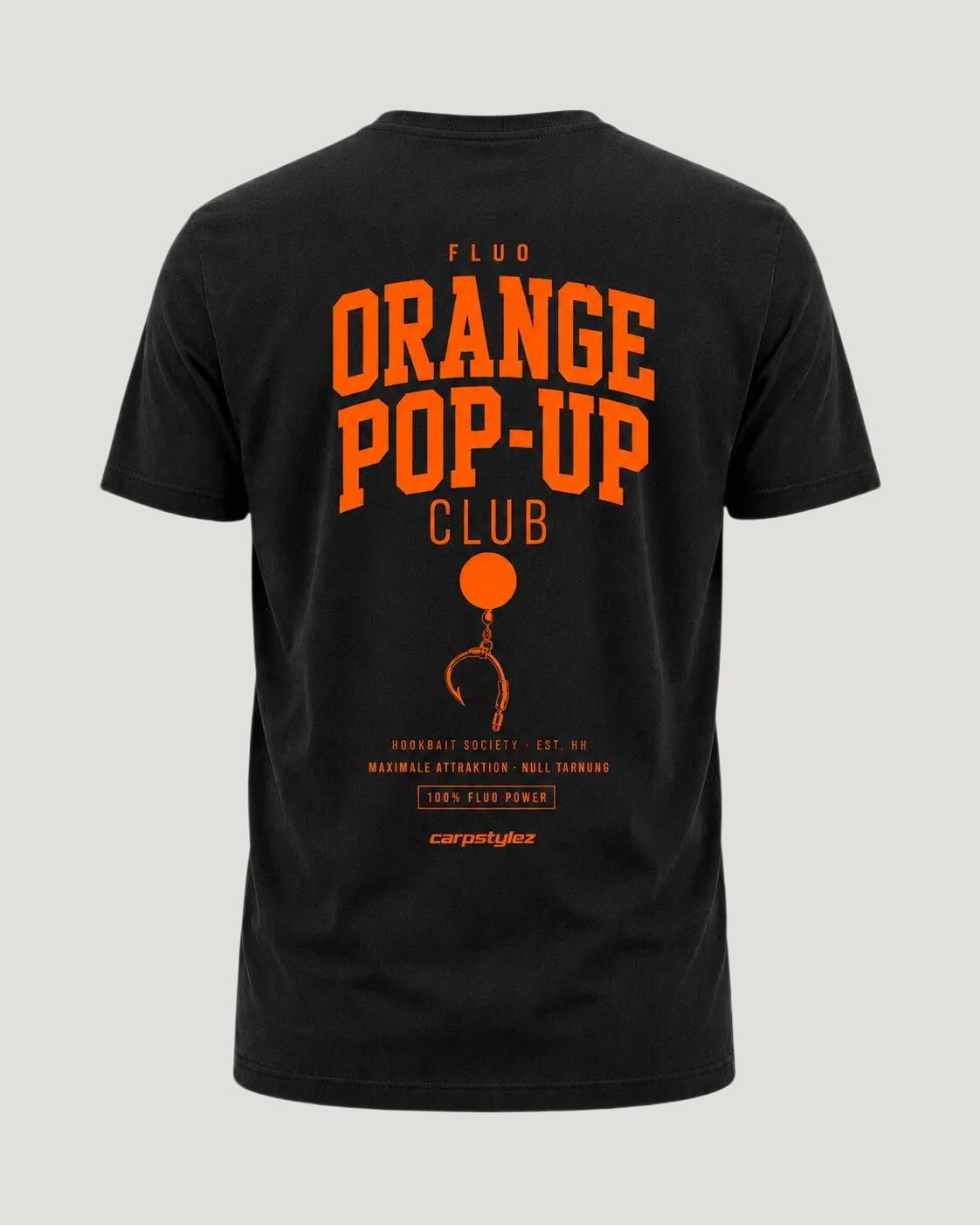 carpstylez Fluo Orange Shirt – Backprint, schwarzes Karpfen-Streetwear Shirt #farbe_black