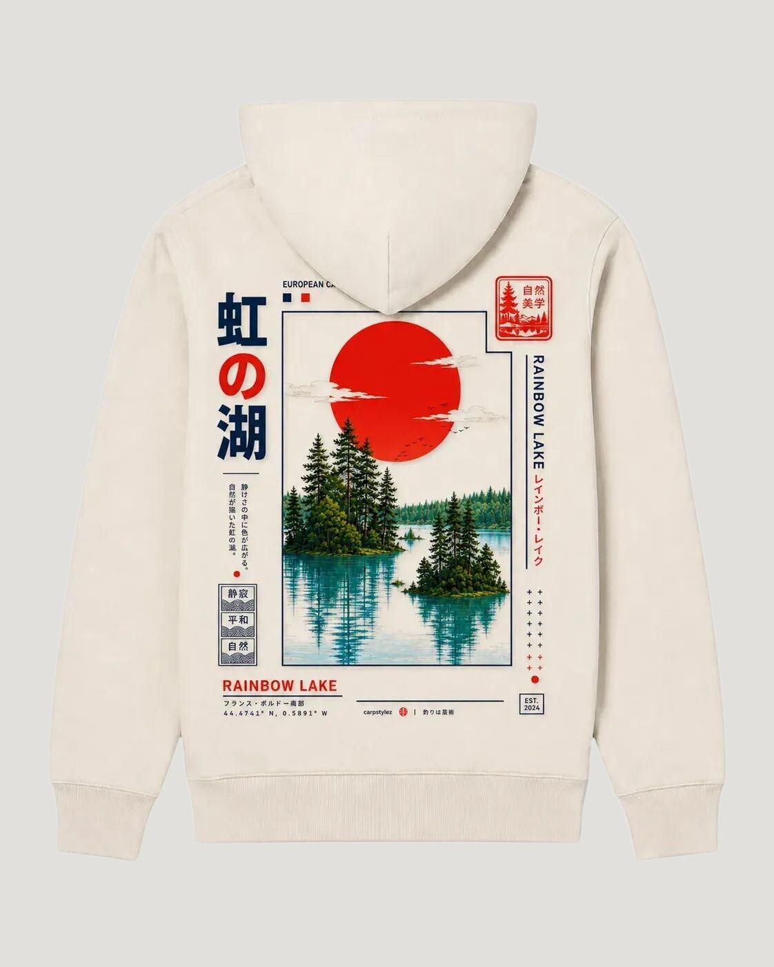 RAINBOW LAKE Hoodie Ivory – Flatlay Rückseite #farbe_ivory
