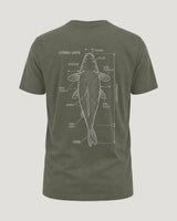 carpstylez Cyprinus Carpio Shirt – Backprint, khakifarbenes Karpfen-Streetwear Shirt #farbe_organic khaki